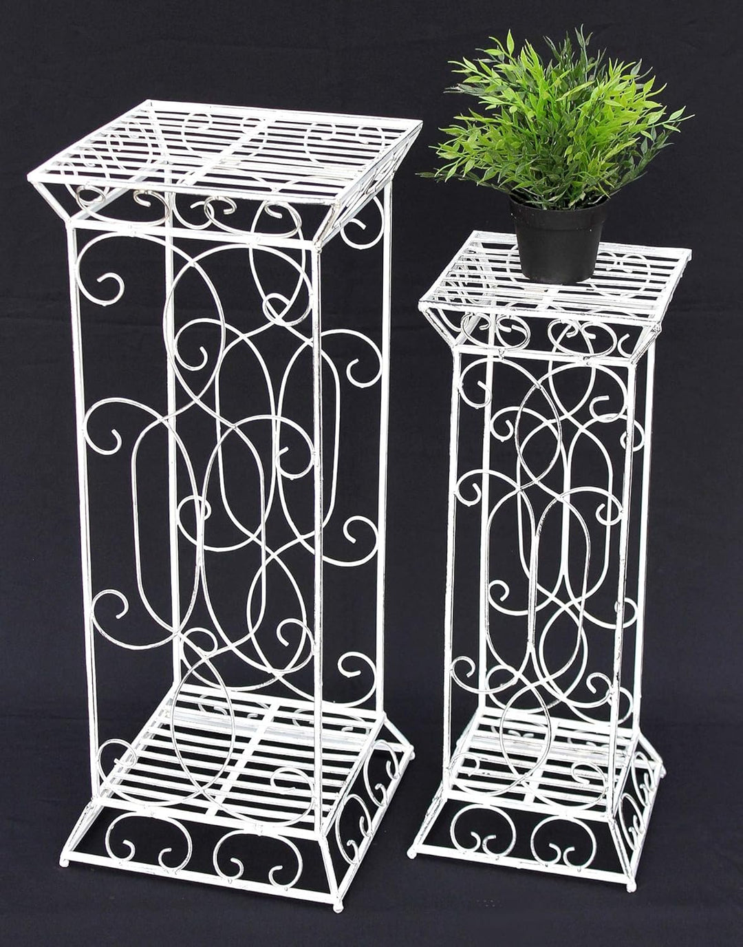 DanDiBo Blumenhocker Metall Weiss Eckig 2er Set 63 cm und 77 cm Blumenständer 20304 Blumensäule