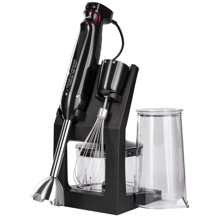 KeMar Stabmixer (1.000 Watt, Schwarz) Titan Klinge & Aufbewahrungsständer, Handstabmixer, Pürierstab