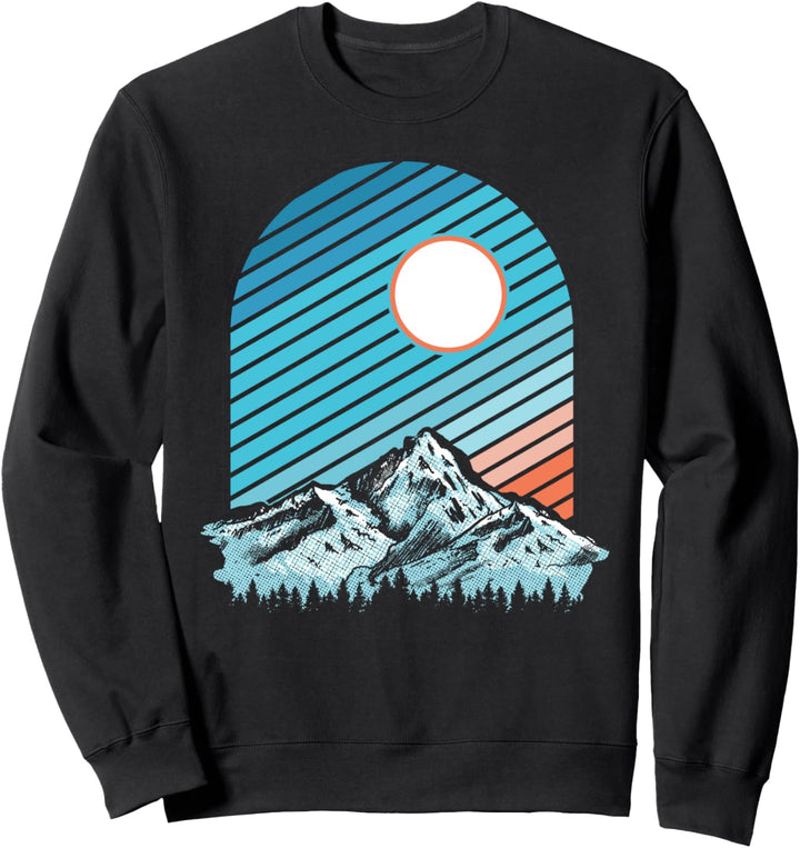 Explore Retro Eighties Mountain Nature Outdoor Graphic Sweatshirt