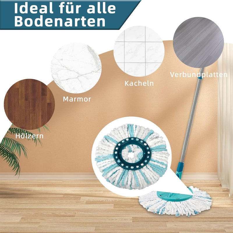 6 Stück Ersatzkopf für Leifheit Clean Twist Disc Mop / Clean Twist Disc Mop Ergo Bodenwischer, Masch