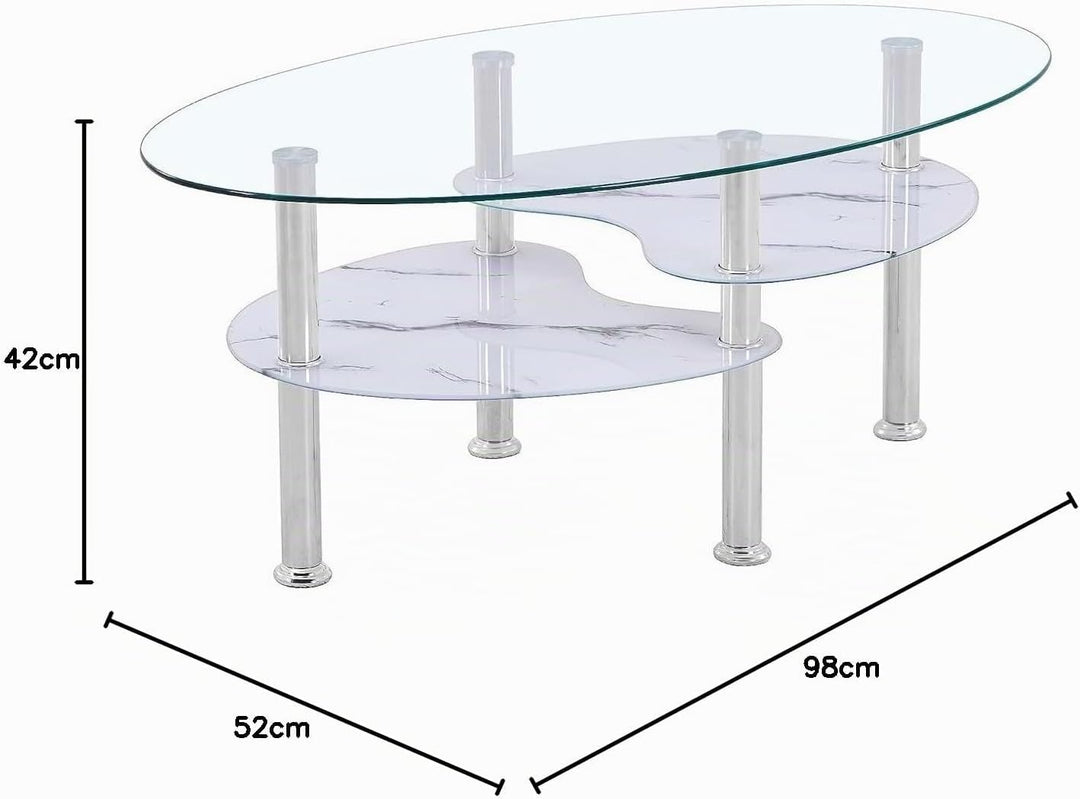 Euro Tische Couchtisch Glas mit 8mm Sicherheitsglas &amp; Facettenschliff - Glastisch perfekt geeignet a