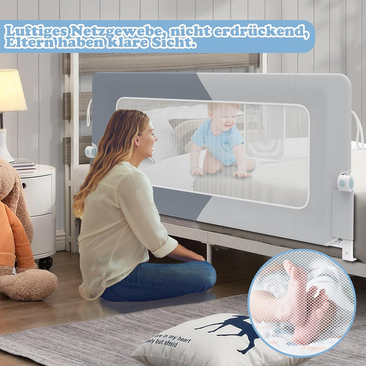 TATIVALO Bettgitter Bettschutzgitter 180 cm Rausfallschutz Bett, Bettschutzgitter Klappbar, Babybett