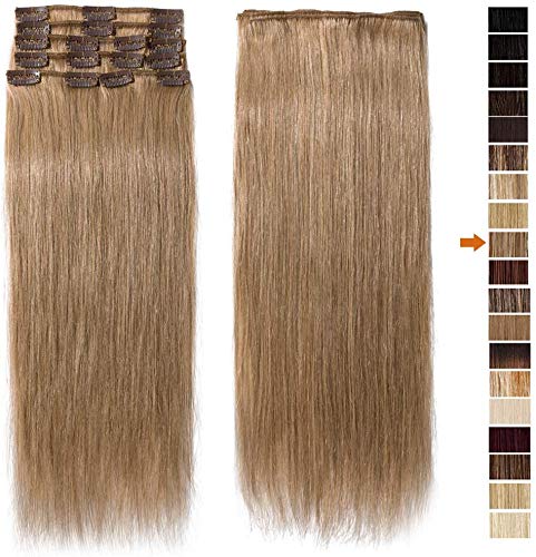 SEGO Clip in Haarverlängerung Echthaar 8 Tressen dünn Extensions 100% Remy Human Haar Haarteil günst