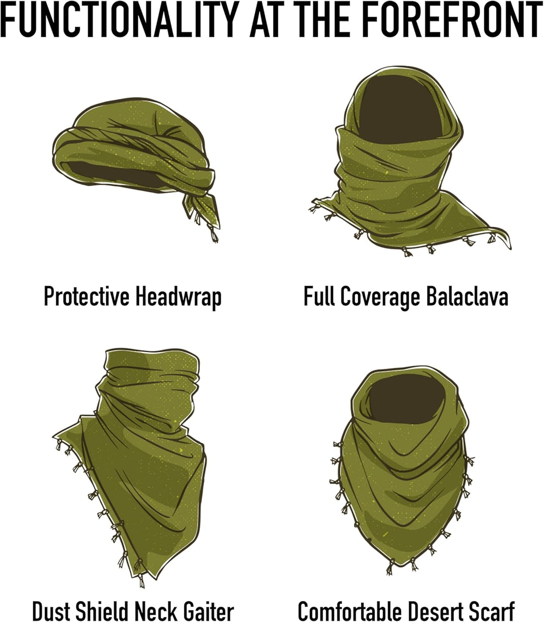 ROTHCO Solid Color Shemagh-Tactical Desert Scarf Schwarz, Schwarz