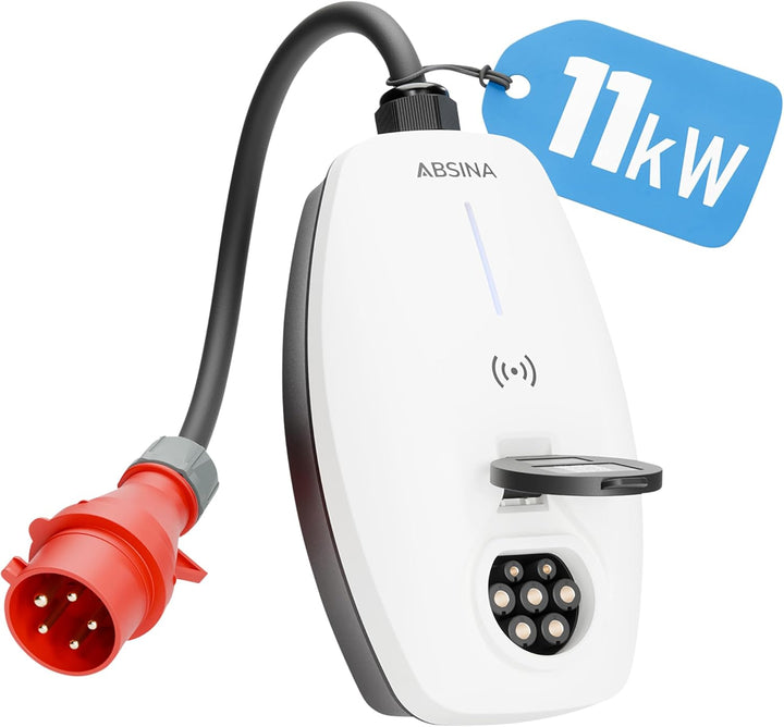 ABSINA Mobile Wallbox 11kW 16A mit App Steuerung - Wallbox mit CEE Stecker, RFID & Einstellbarer Lad