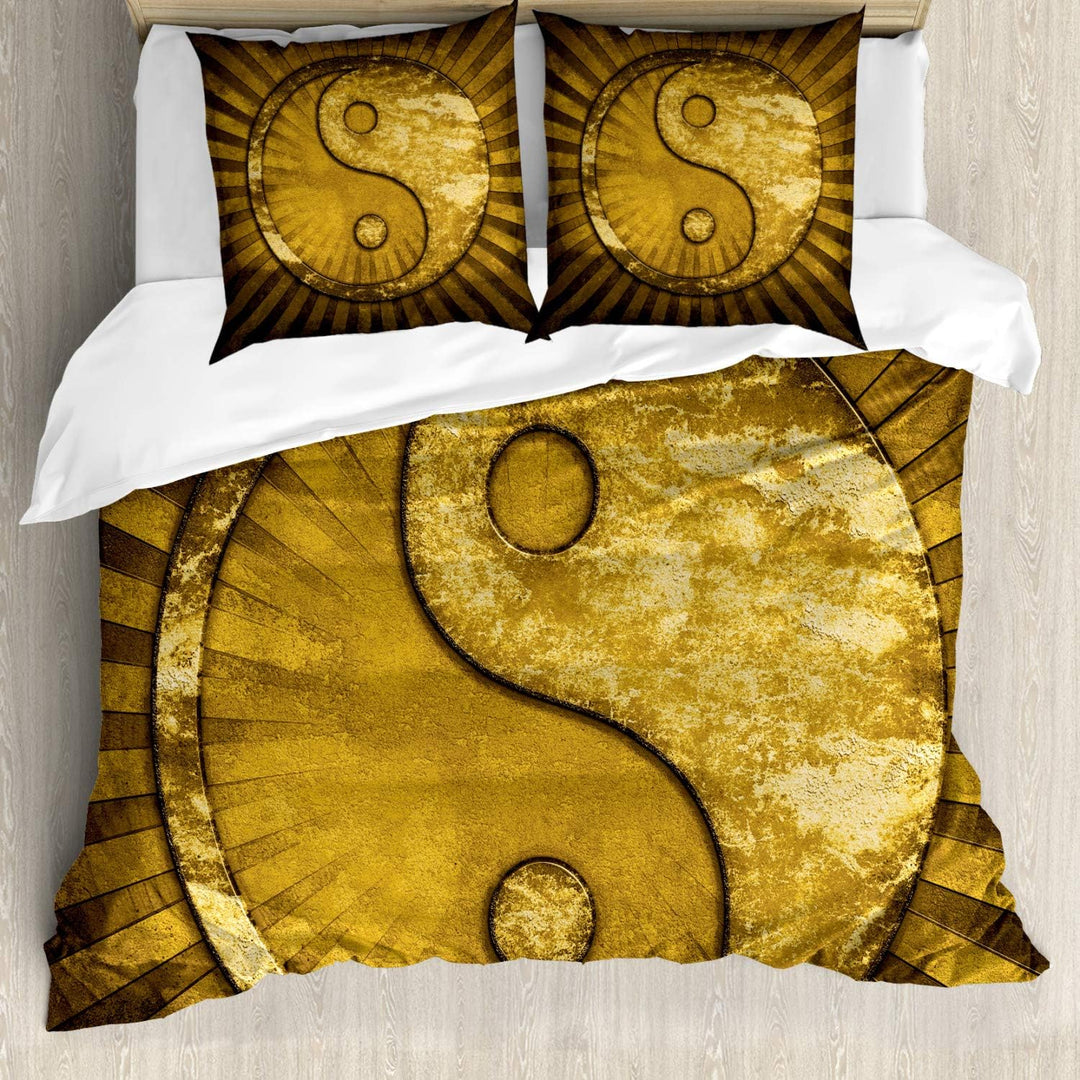 ABAKUHAUS Ying Yang Bettbezugs Set Für Doppelbetten, Industrielles Design, Milbensicher Allergiker g