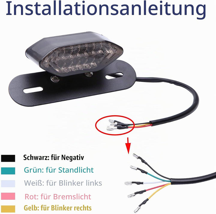 JMTBNO Motorrad 20 LED Rücklicht Bremslicht Blinker Kennzeichenbeleuchtung mit Halterung E-geprüft U