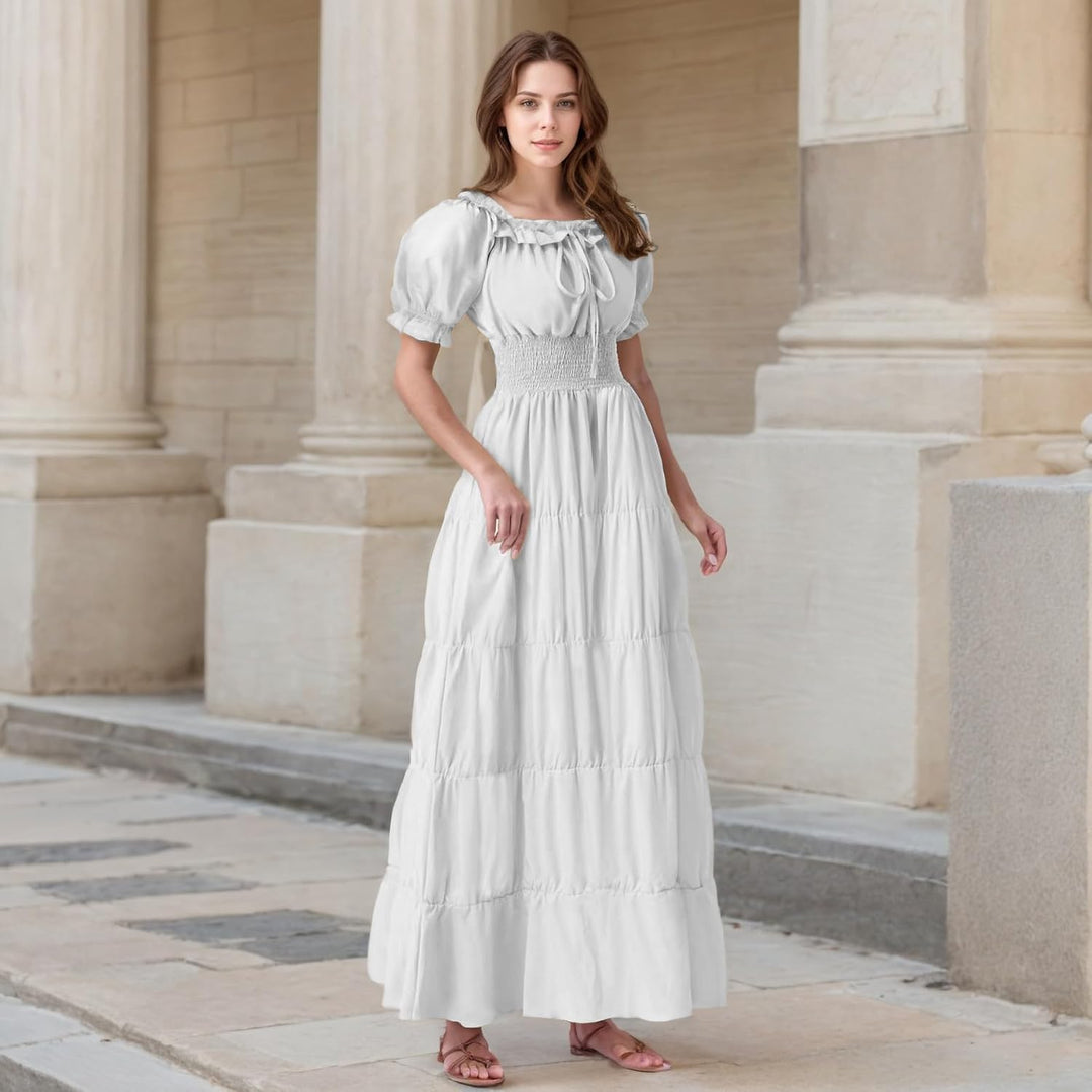 GOLDSTITCH Renaissance-Kleid für Damen, Pirat XXL Weiss/Opulenter Garten, XXL Weiss/Opulenter Garten