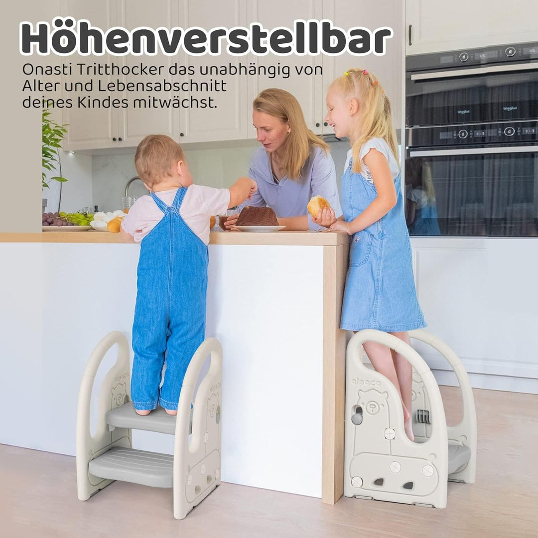 Onasti Tritthocker für Kinder, Dreistufiger Höhenverstellbar Tritt-Schemel Kinderschemel für Baby, B