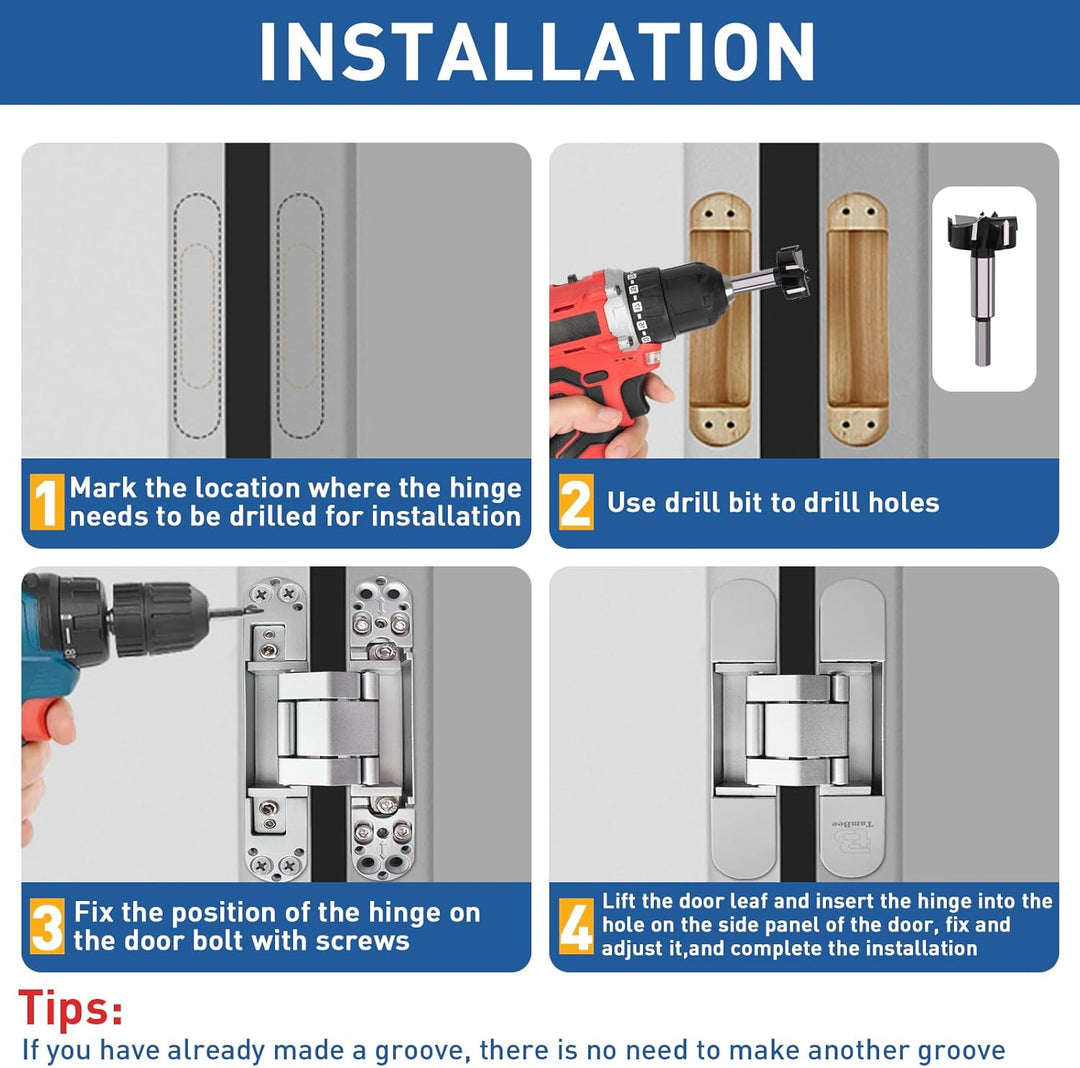 TamBee 15,2 cm Türscharniere versteckte Scharniere unsichtbare Scharniere Schwerlast Zinklegierung 1