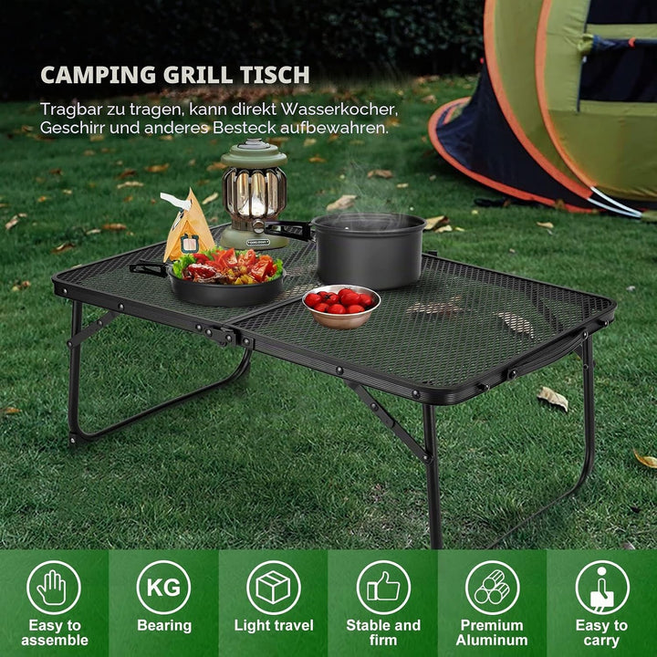 Odoland Tragbarer Campingtisch Ultraleichter Aluminium Klappbarer Picknicktisch Kleiner Campingtisch