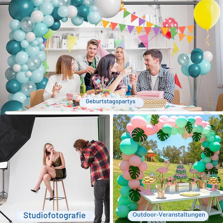 EMART Foto Hintergrund Ständer 3 X 3,6M, Verstellbarer Hintergrundsystem mit 4 Stück Hintergrundklem