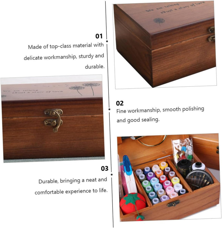 MAGICLULU Holz Aufbewahrungsbox mit Deckel Retro Stil Umweltfreundlich Langlebige Holztruhe für Nähz