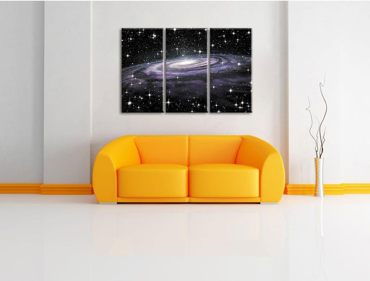 Pixxprint Spiralgalaxie im Weltall als Leinwandbild/Grösse: 3 Teilig (120x80) cm/Wandbild/Kunstdruck