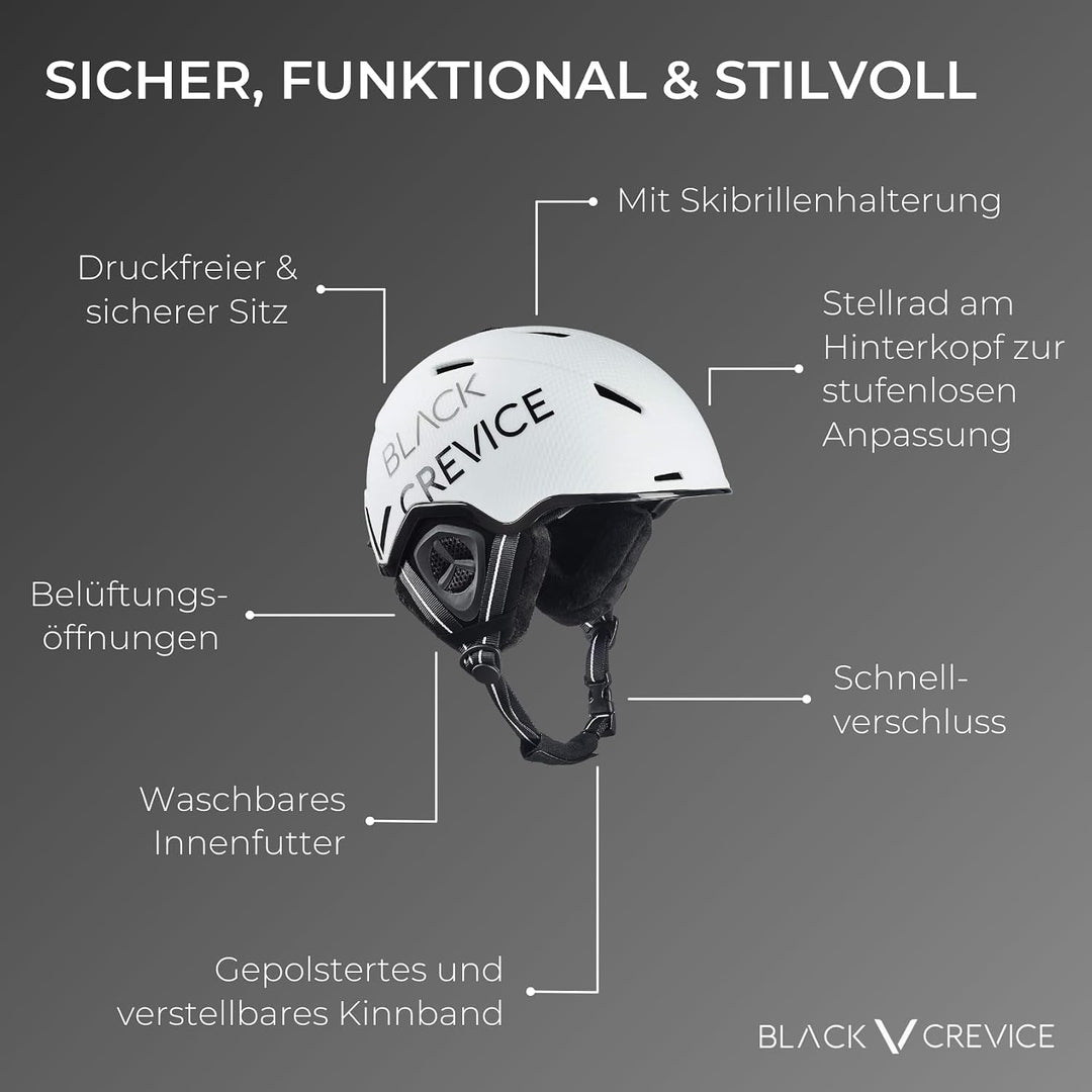 Black Crevice Skihelm Vail I Stossfester Skihelm in sportlichem Design I Skihelm Herren &amp; Damen I Sn