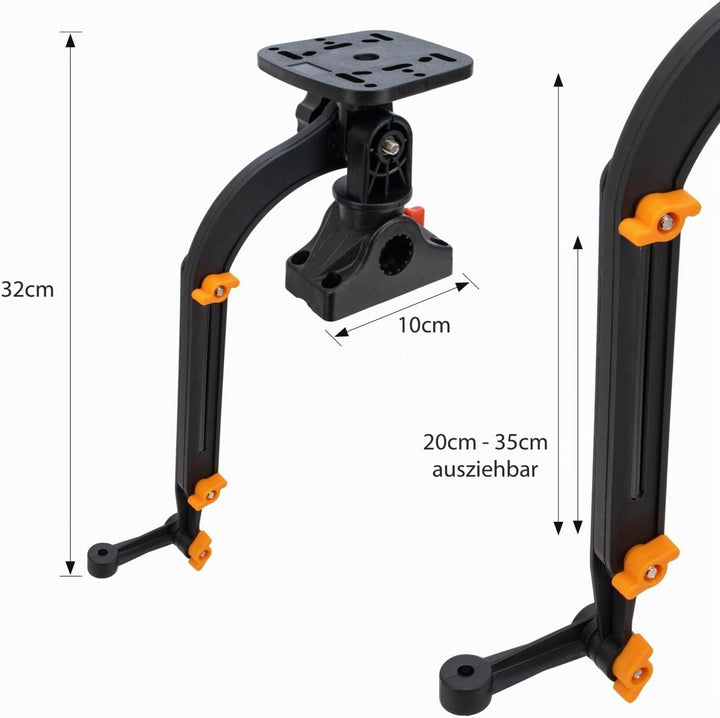 Waterside Geberstange mit Montageplattform für Belly Boot, Kajak &amp; SUP – 360° drehbarer Echolothalte