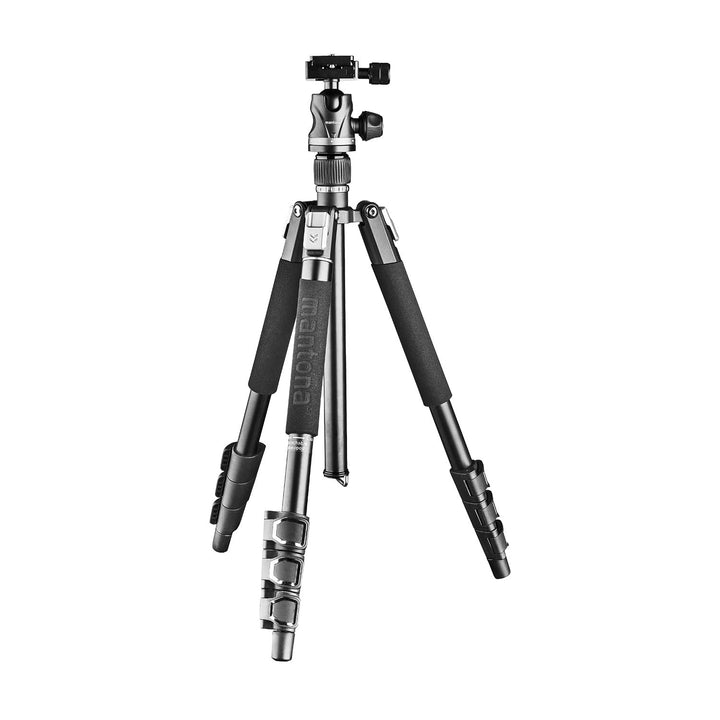 Mantona DSLM Travel Evolution 224 - leichtes Allround Reisestativ mit Vollausstattung, 360° Panorama