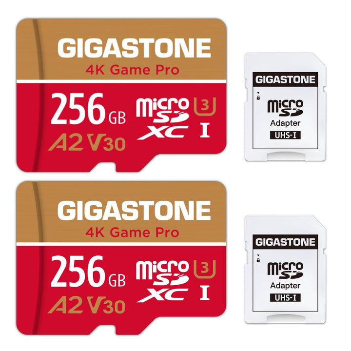 [5 Jahre kostenlose Datenwiederherstellung] Gigastone 4K Game Pro 256GB MicroSDXC Speicherkarte 2er-