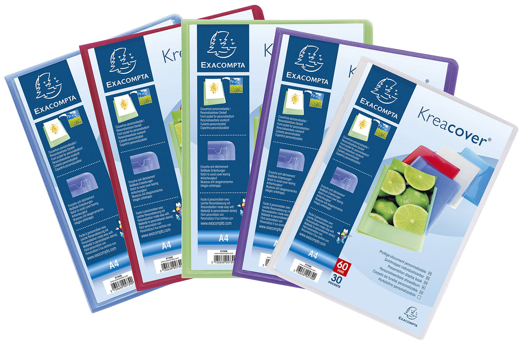 Exacompta 5739E 12er Pack Sichtmappe KeaCover aus Kunststoff DIN A4 mit 30 Klarsichthüllen, 60 Sicht