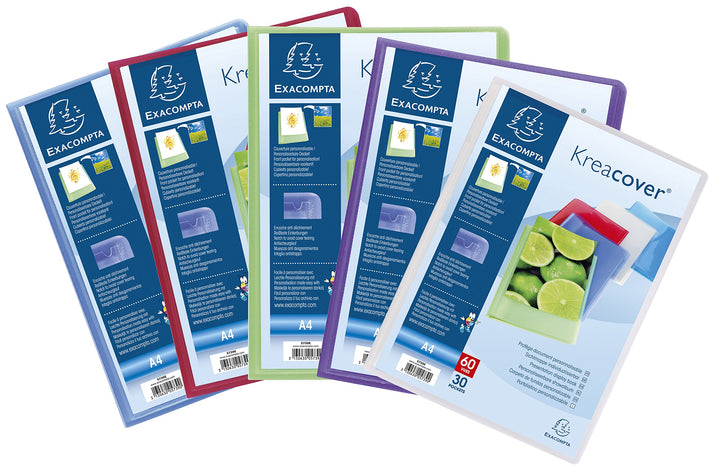 Exacompta 5739E 12er Pack Sichtmappe KeaCover aus Kunststoff DIN A4 mit 30 Klarsichthüllen, 60 Sicht