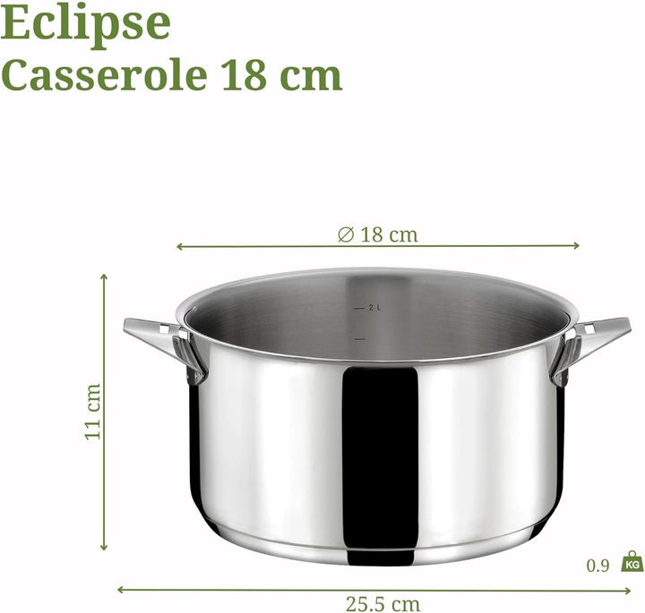 Cuisinox Eclipse – Stieltopf, Edelstahl, 18 cm Kochtopf 18 cm Stahl, Kochtopf 18 cm Stahl