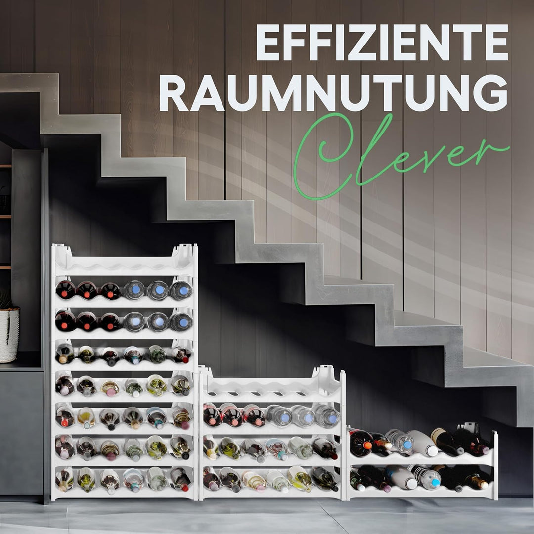 Novaliv Weisses, Modulares Flaschenregal für 72 Weinflaschen - Stapelbar, Erweiterbar, Robust - Idea
