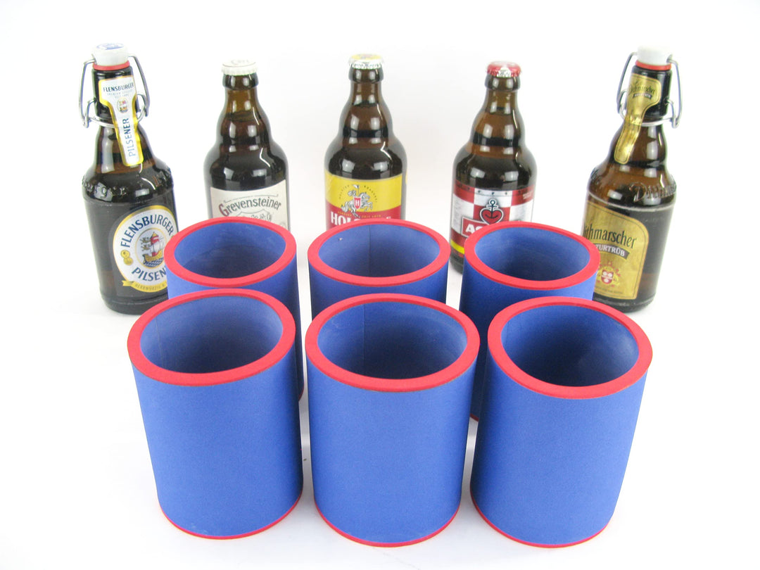 6X Blaue Getränkekühler - Bierkühler - Flaschenkühler für Kurze, Dicke 0,33L Bierflaschen aus bestem