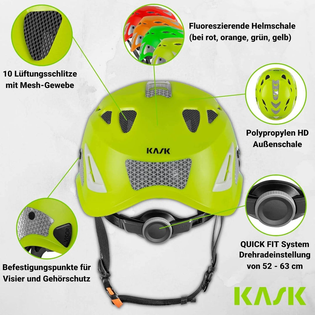 KASK Schutzhelm Superplasma AQ HI VIZ - Arbeitsschutzhelm, Drehrad, Reflexstreifen, EN 397 blau/gelb