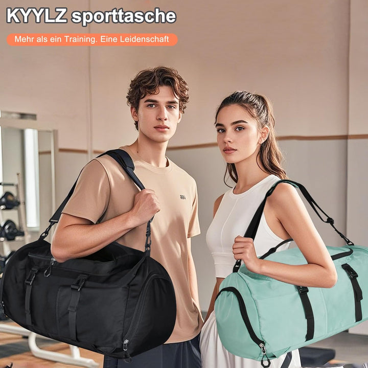 45L Sporttasche Damen Herren, Gross Reisetasche mit Schuhfach und Nassfach Travel Duffle Bag mit Ruc