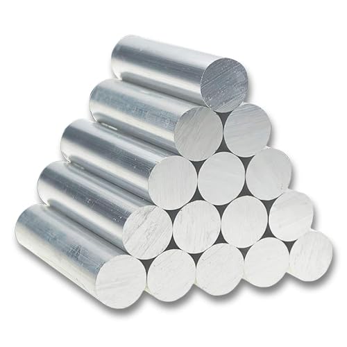 TEN-HIGH Aluminium Rod Round Bar,6061 T6 Metal Solid Aluminium Bar,silberfarbig eloxiert,hohe Leitfä