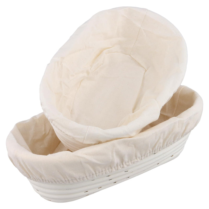 SINJEUN 2er Set Gärkorb Oval 25 cm und 28 cm, Rattan Brotkorb mit Leinentuch für Brot Backen, Küche,