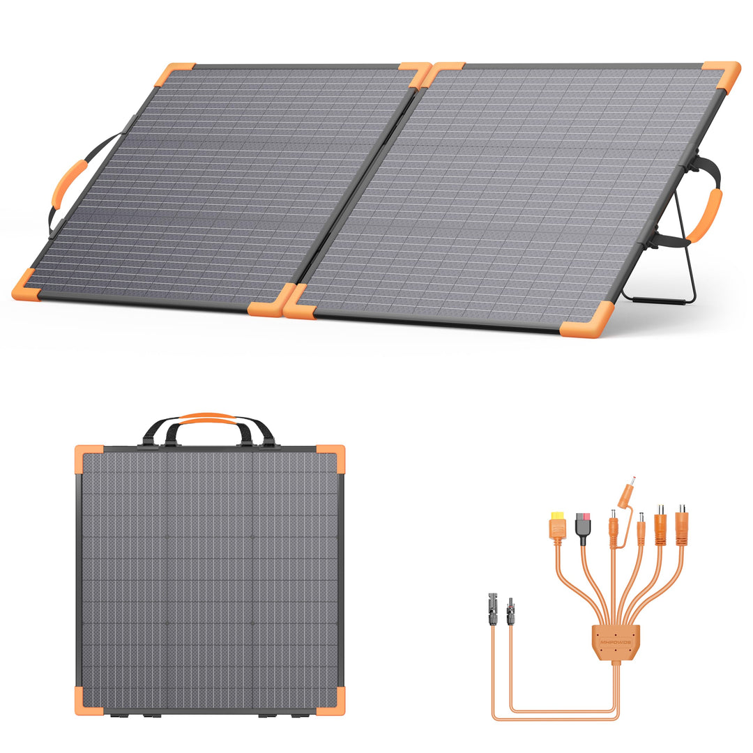 100W Bifaziales Tragbares Solarpanel für Kraftwerke, 20V Faltbares Solarladegerät mit IP68-Wasserdic