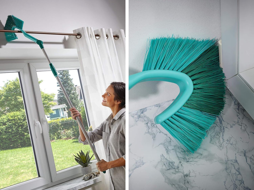 Leifheit Staubbesen Dusty Telescope 220 cm reinigt Ecken effektiv, Besen mit feststellbarem Gelenk f