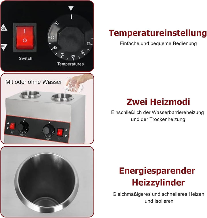 Kommerzieller Elektrischer Sossenwärmer mit mit 2*650-ml-Quetschflasche, kommerzieller elektrischer