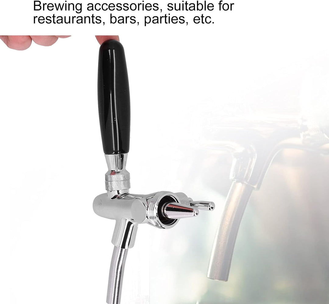 Bierhahn M30 x 1.5 Gewinde Silber Edelstahl Verstellbarer Wasserhahn mit Langem Griff, Bier Getränke