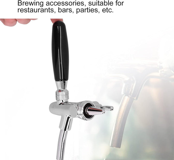 Bierhahn M30 x 1.5 Gewinde Silber Edelstahl Verstellbarer Wasserhahn mit Langem Griff, Bier Getränke