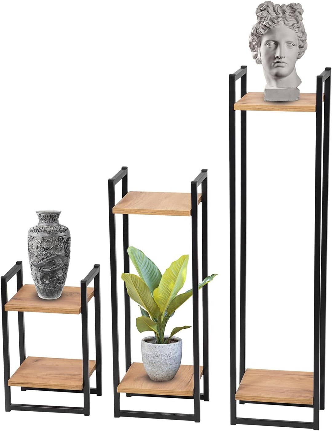 Pflanzenständer Cage - 2 Etagen - 25x22x40cm - Farbe Schwarz - für Zimmerblumen - Metallregal - Deko
