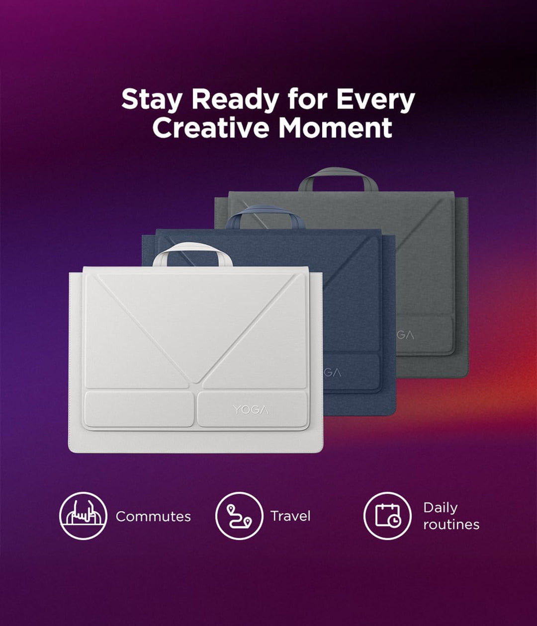 Lenovo Yoga Tote Sleeve | Flexibel Laptophülle 14 Zoll | Schlank und Leicht | Farbe Luna Grau Seashe