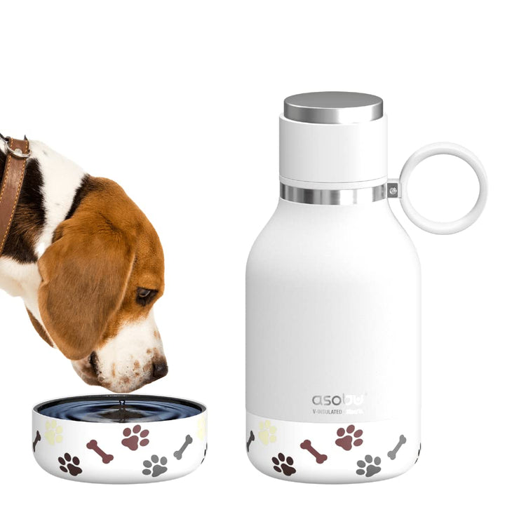 Asobu - Dog Bowl - Edelstahlflasche mit Hundenapf 1 Liter Weiss White 34 oz, White 34 oz