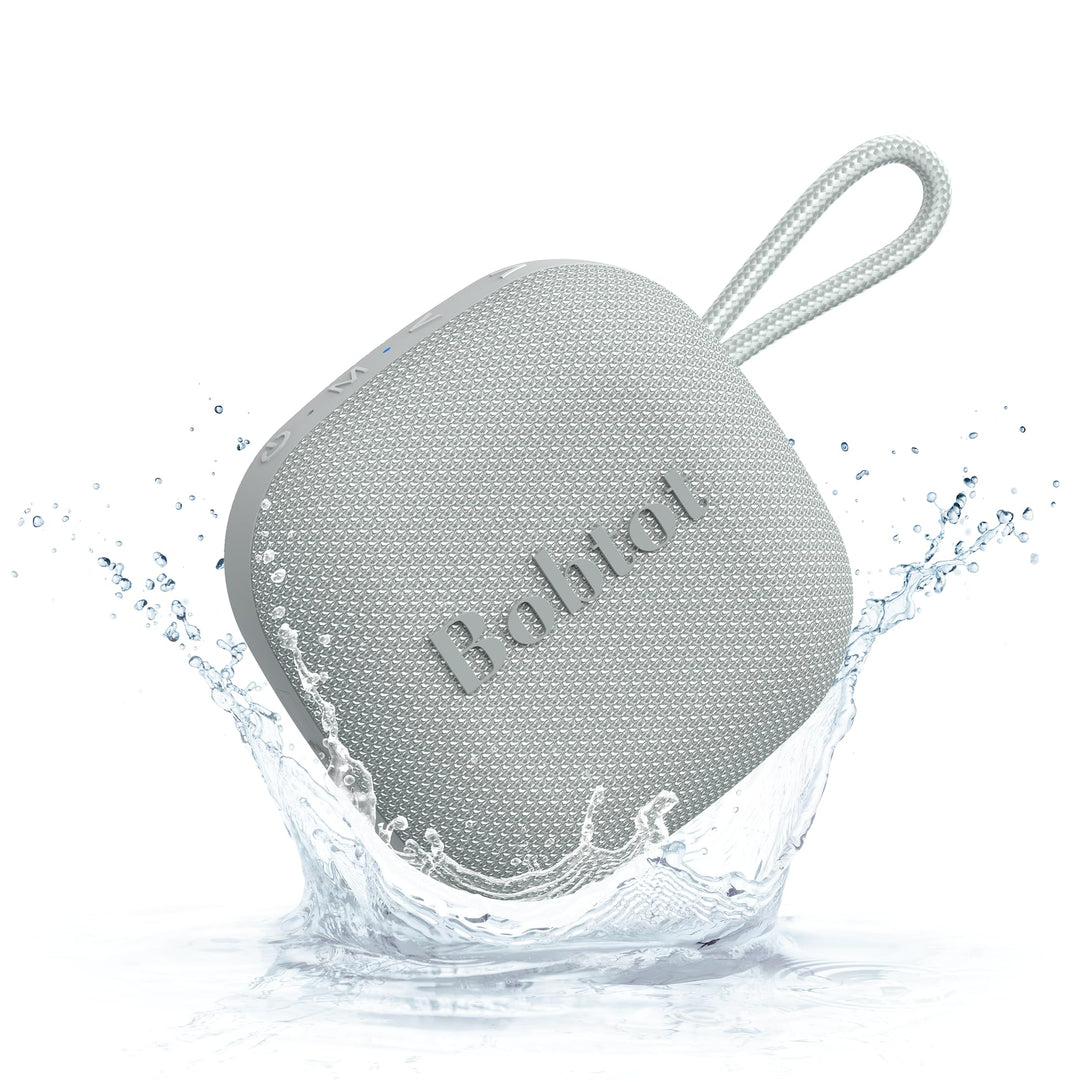 Bobtot Tragbarer Bluetooth Lautsprecher, IPX7 Wasserdicht, Kleiner Kabelloser Duschlautsprecher, 16