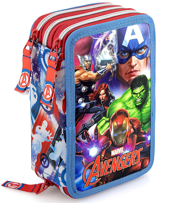 Clondo Federmäppchen Kinder, für Avengers Fan, 3 Organisierte Fächer, Federtasche Junge Gefüllt, Mäd