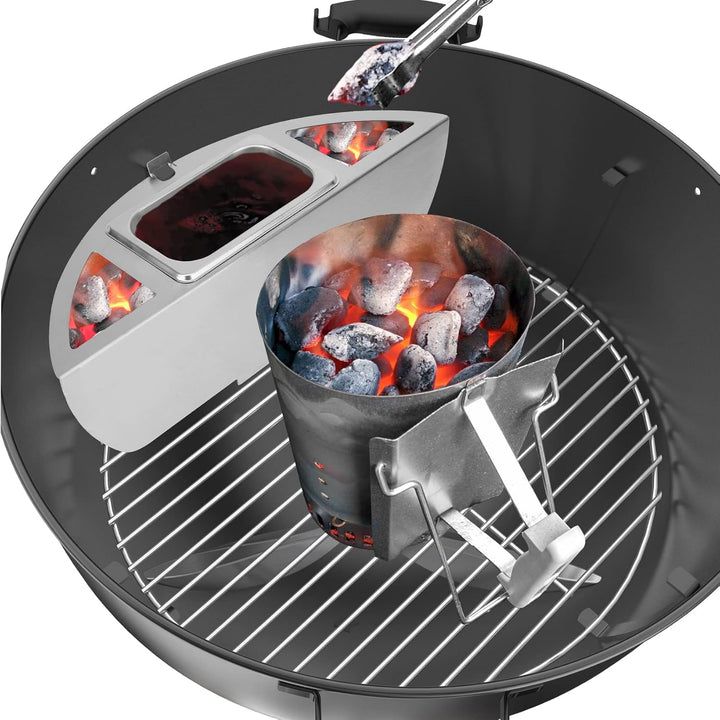 Onlyfire Kugelsmoker für Weber 47cm Kugelgrills, Räucherbox,Räuchern Edelstahl mit Wasserschale, Smo