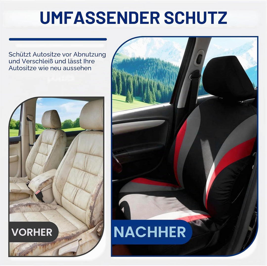 Autositzbezug Set für die Vordersitze, Atmungsaktive &amp; Bequeme Sitzbezüge für alle Jahreszeiten, uni