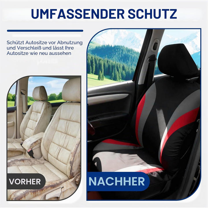 Autositzbezug Set für die Vordersitze, Atmungsaktive &amp; Bequeme Sitzbezüge für alle Jahreszeiten, uni