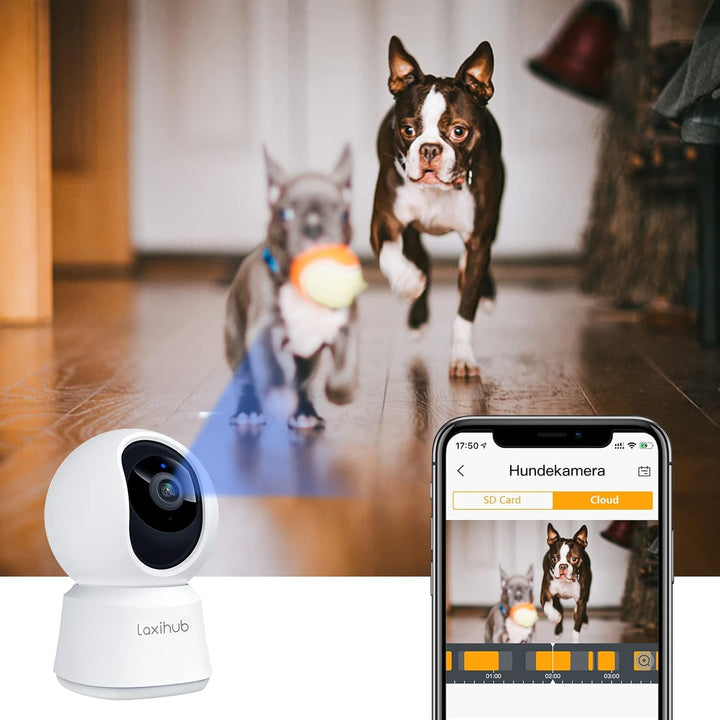 Hundekamera Laxihub Überwachungskamera Innen Kamera Hundekamera mit App WLAN 2,4 GHz Haustierkamera