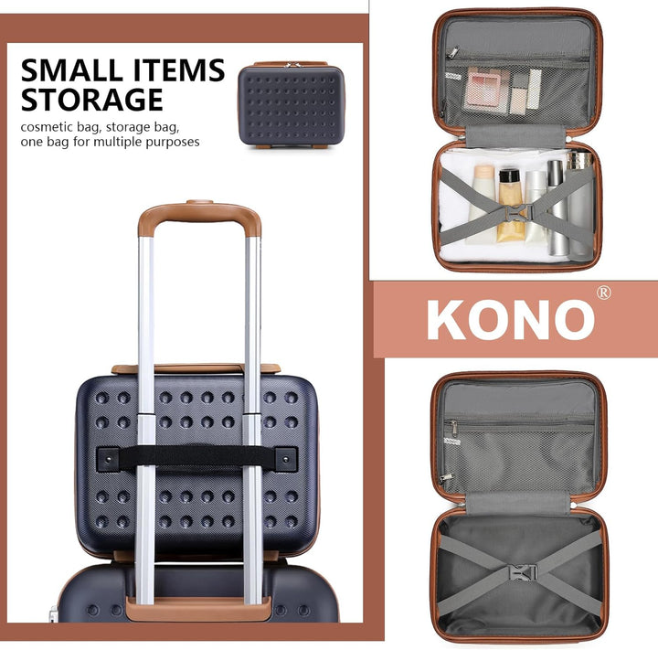 KONO Kosmetikkoffer Schminkkoffer Leicht Handgepäck Tragbar Beautycase Damen ABS+PC Make Up Koffer m