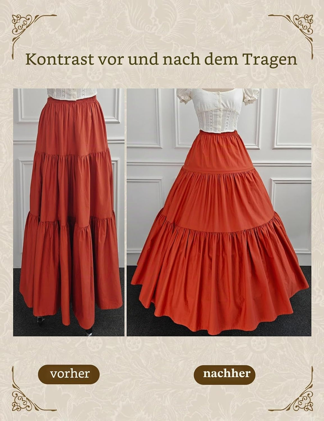 BEAUTELICATE Petticoat Reifrock 100% Baumwolle Unterröcke Lang Vintage Für Damen Brautkleid Hochzeit
