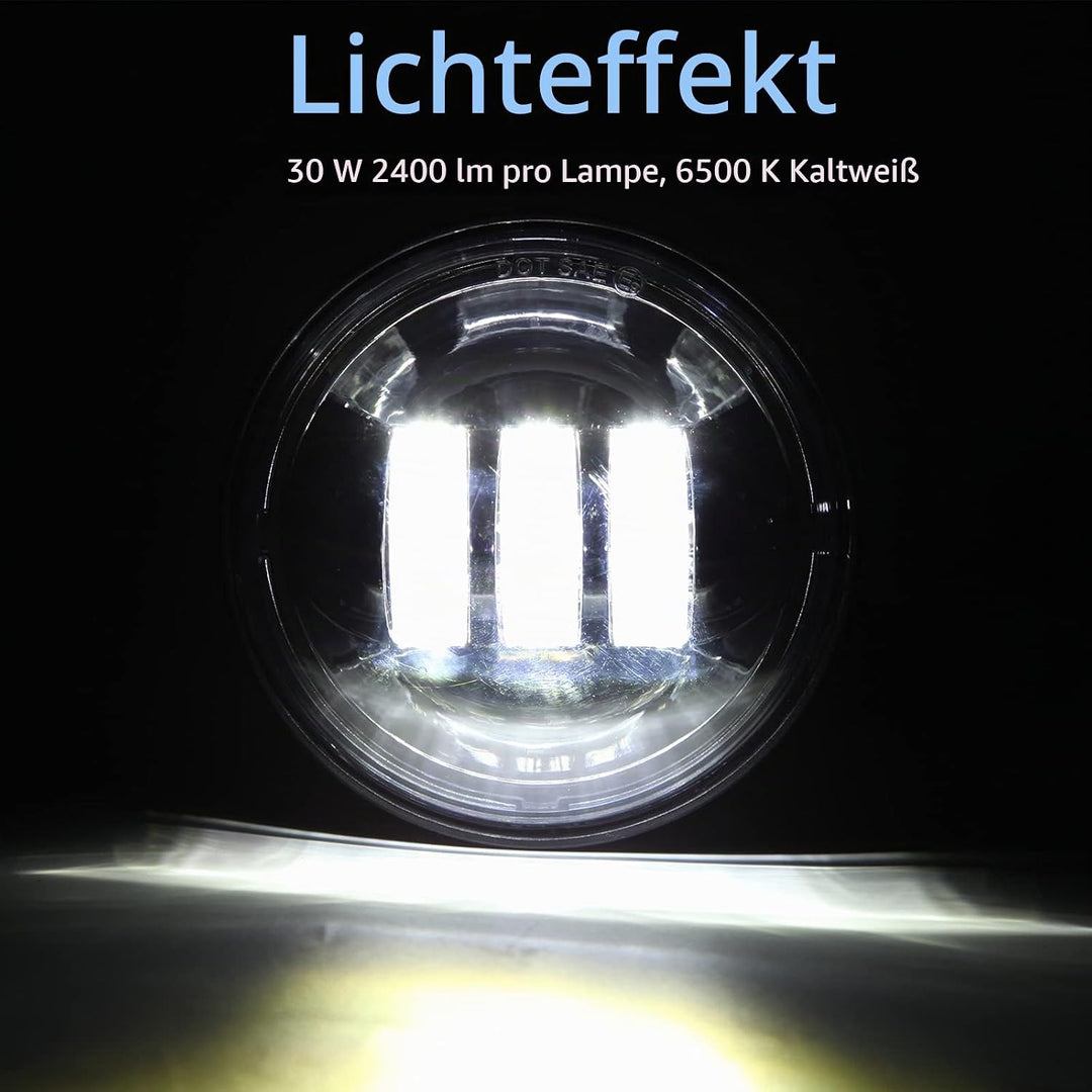 JMTBNO 2 STÜCKE 4,5 Zoll Nebelscheinwerfer 30W LED Motorrad Zusatzscheinwerfer Scheinwerfer Kompatib