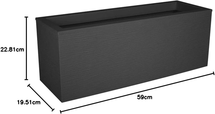 EDA Blumenkasten Graphit – Anthrazit – 59 x 19,5 x 22,8 cm 25 l Kunststoff – innen und aussen