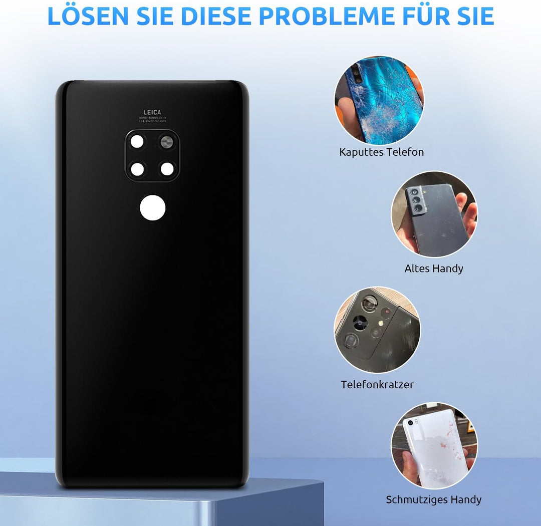 Akkudeckel für Huawei Mate 20 Rückseite Glas Original Backcover Back Glas Ersatz Reparatur Set mit K